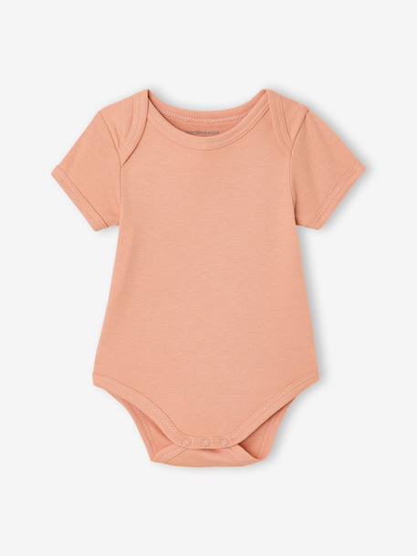 Pack of 5 short-sleeved baby bodysuits ecru 