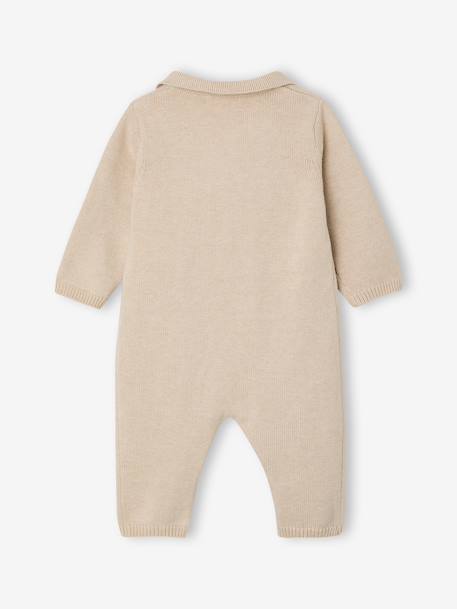 Bandana Bib & Sleepsuit Set for Boys marl beige 