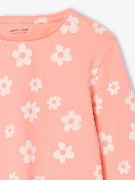 Pack of 3 long-sleeved girls' fancy t-shirts anthracite+coral+ecru+grey blue+indigo+mauve+rose 
