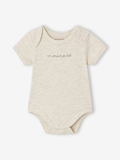 Pack of 5 short-sleeved baby bodysuits ecru 