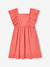 Girl's butterfly sleeve dress coral+ecru 