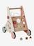 Baby Walker in FSC®100% Wood with Brakes, GREEN FOREST red+yellow 
