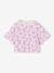 Cropped short-sleeved T-shirt for girls beige+ecru+rosy+striped violet 