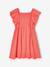 Girl's butterfly sleeve dress coral+ecru 