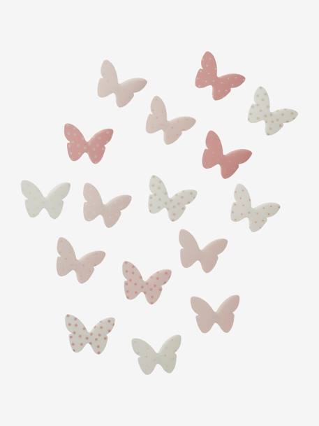 Pack of 14 Butterfly Decorations Light Pink/Print+Multi 