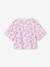 Cropped short-sleeved T-shirt for girls beige+ecru+rosy+striped violet 