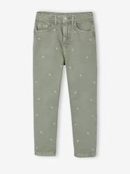 Girls-Embroidered girl's mom fit trouser