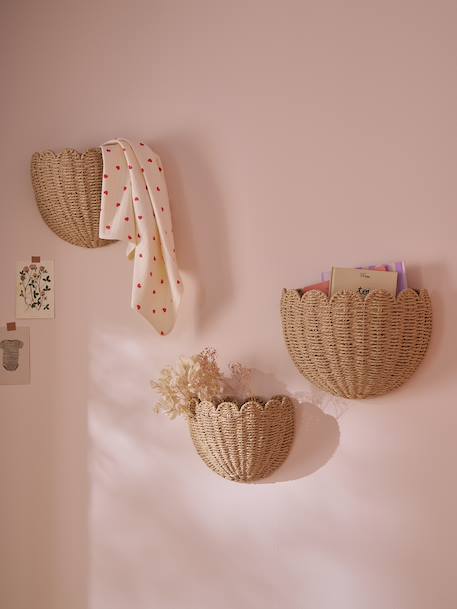 Pack of 3 FESTON wall decor baskets beige 