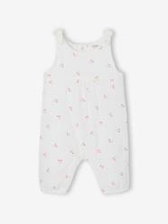 -Jumpsuit for Newborn Babies, Embroidery in Cotton Gauze