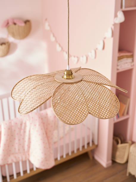 Woven bamboo flower pendant lampshade beige 