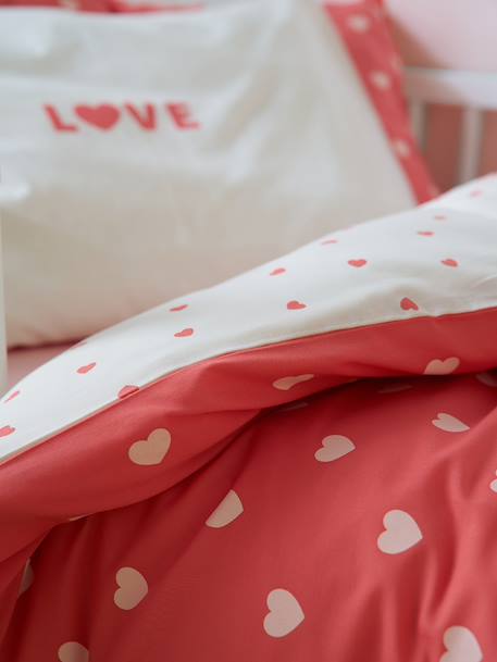 Duvet cover set + pillowcase MY HEART printed pink 