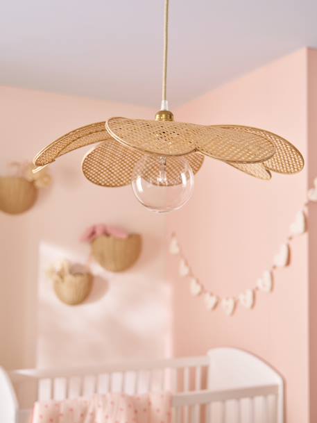 Woven bamboo flower pendant lampshade beige 