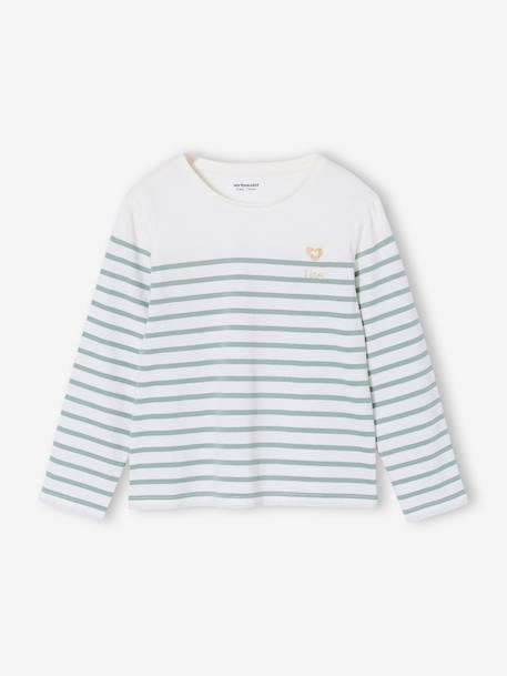 Long Sleeve Striped Top for Girls plum+sage green+striped blue 