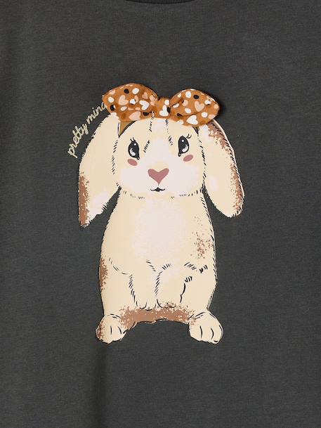 T-Shirt with Iridescent Motif & Short Ruffled Sleeves for Girls anthracite+navy blue+pale pink+pale yellow 