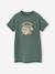 Girls' dress in lightweight fleece green+marl grey+sage green+striped blue 