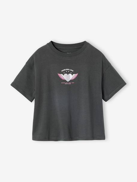 Short-sleeved printed T-shirt for girls anthracite+beige+pale yellow+sandy beige 