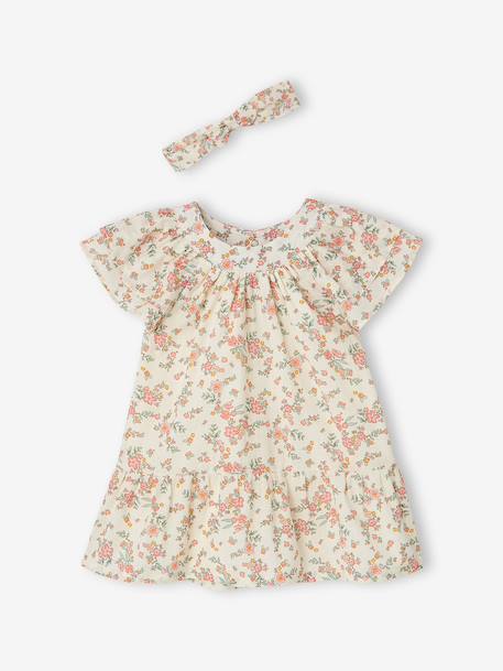 Baby dress set with culotte-style briefs and bandeau ecru 