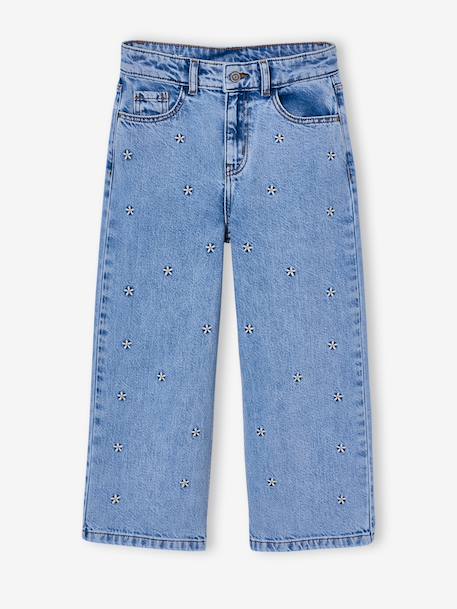 Embroidered Susan wide-leg jeans for girls bleached denim+deep blue+denim blue+medium blue 