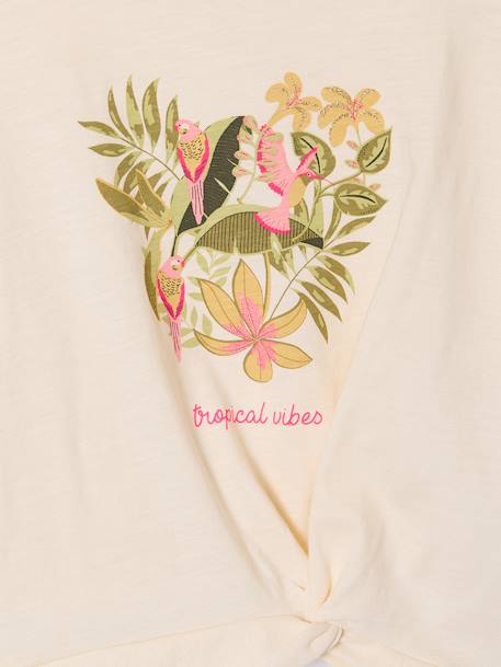 Short Sleeve T-Shirt for Girls ecru+khaki 