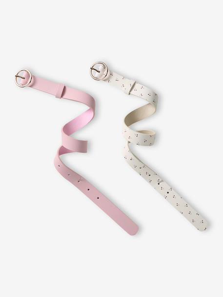 Pack of 2 girls' belts rose 