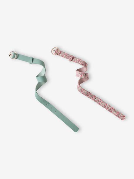 Pack of 2 Belts for Girls aqua green 