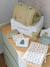 8-piece baby gift set: 1 rattle, 1 travel changing mat, 5 wipes, 1 pouch ochre+printed green+printed white 