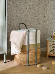 -Tricolour jute storage basket