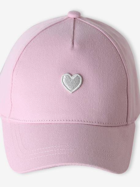 Cap with Embroidered Heart for Girls aqua green+pale blue+pale pink 