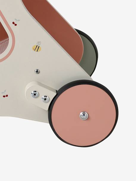 Baby Walker in FSC®100% Wood with Brakes, GREEN FOREST red+yellow 