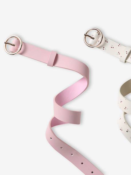 Pack of 2 girls' belts rose 