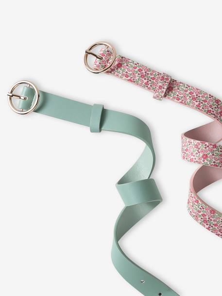 Pack of 2 Belts for Girls aqua green 