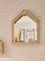 House-shaped mirror in paper rope beige 