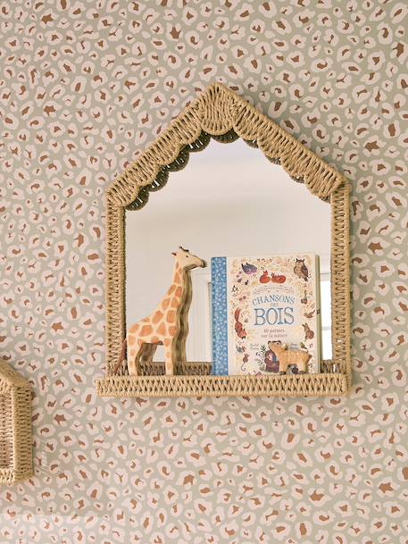Paper rope house mirror beige 