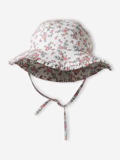 Cotton Bucket Hat for Baby Girls ecru 