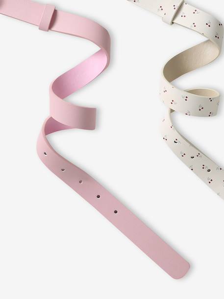 Pack of 2 girls' belts rose 