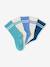 Pack of 5 Pairs of Striped Rib Knit Socks for Boys blue+grey blue+navy blue+sky blue 