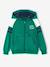 Boys' sporty zip-up hooded sweatshirt with raglan sleeves green+navy blue+pecan nut 