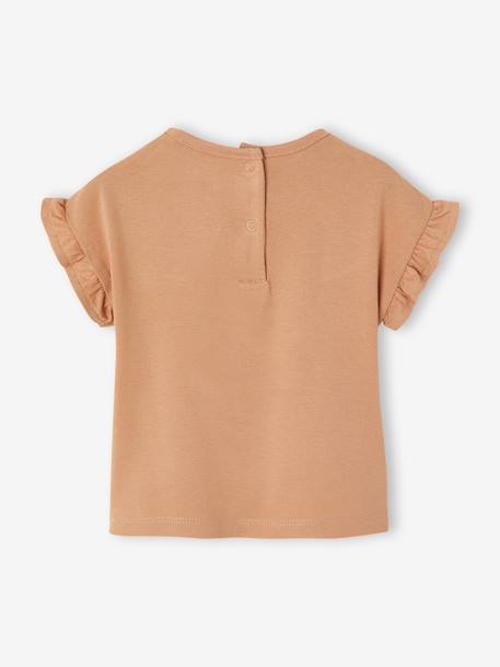 T-shirt with short sleeves for babies in yarn pecan nut 