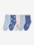 Pack of 5 Pairs of 'Bear' Socks for Babies chambray blue+ecru 