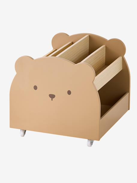 Bear bookshelf on wheels for kids mocha 