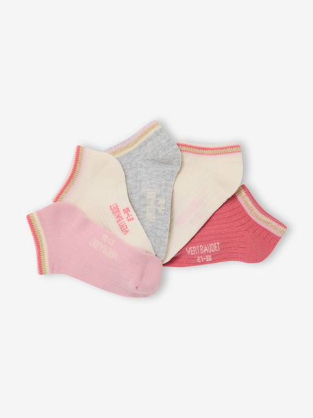 Pack of 5 Pairs Rib Knit Trainer Socks for Girls ecru 