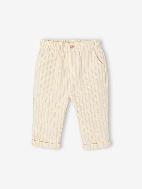 Essential Trousers for Baby Boys striped beige 