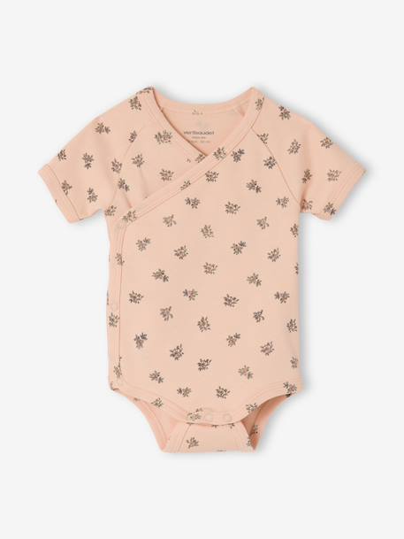 Pack of 5 floral short-sleeved bodysuits rose 