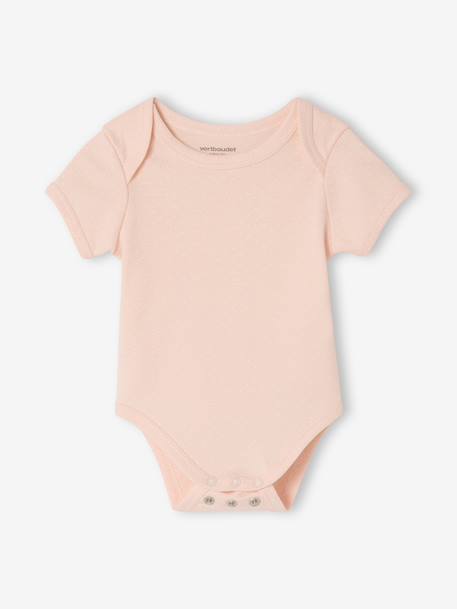 Pack of 3 short-sleeved baby bodysuits pale pink 