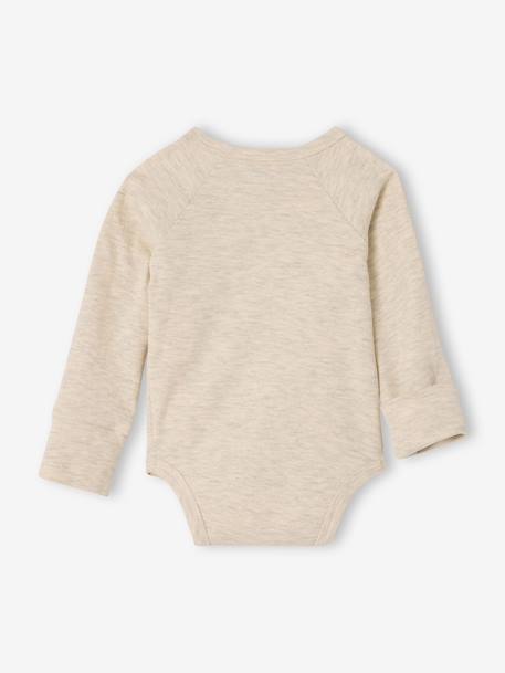 Pack of 3 long-sleeved newborn bodysuits ecru 