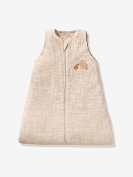 Sleeping Bag with Central Opening in Cotton Muslin for Babies, BABYLON ecru 