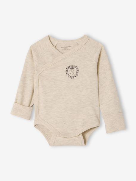 Pack of 3 long-sleeved newborn bodysuits ecru 