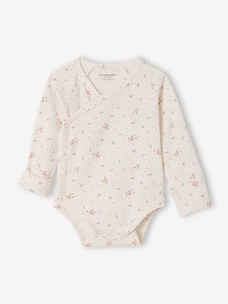 Pack of 3 long-sleeved newborn bodysuits dusky pink 