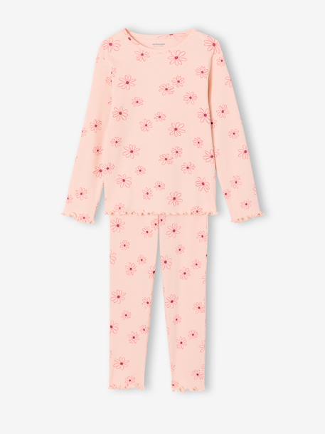 Girl's floral pyjamas pale pink 
