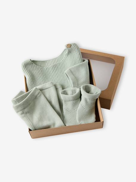 3-Piece Knitted Set for Baby Boys sage green 